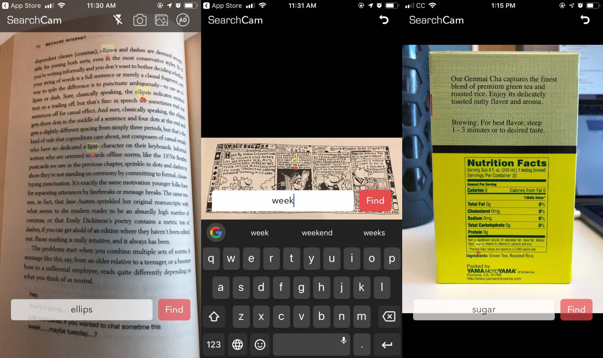 ابحث عن النص المطبوع باستخدام كاميرا iPhone الخاص بك باستخدام SearchCam