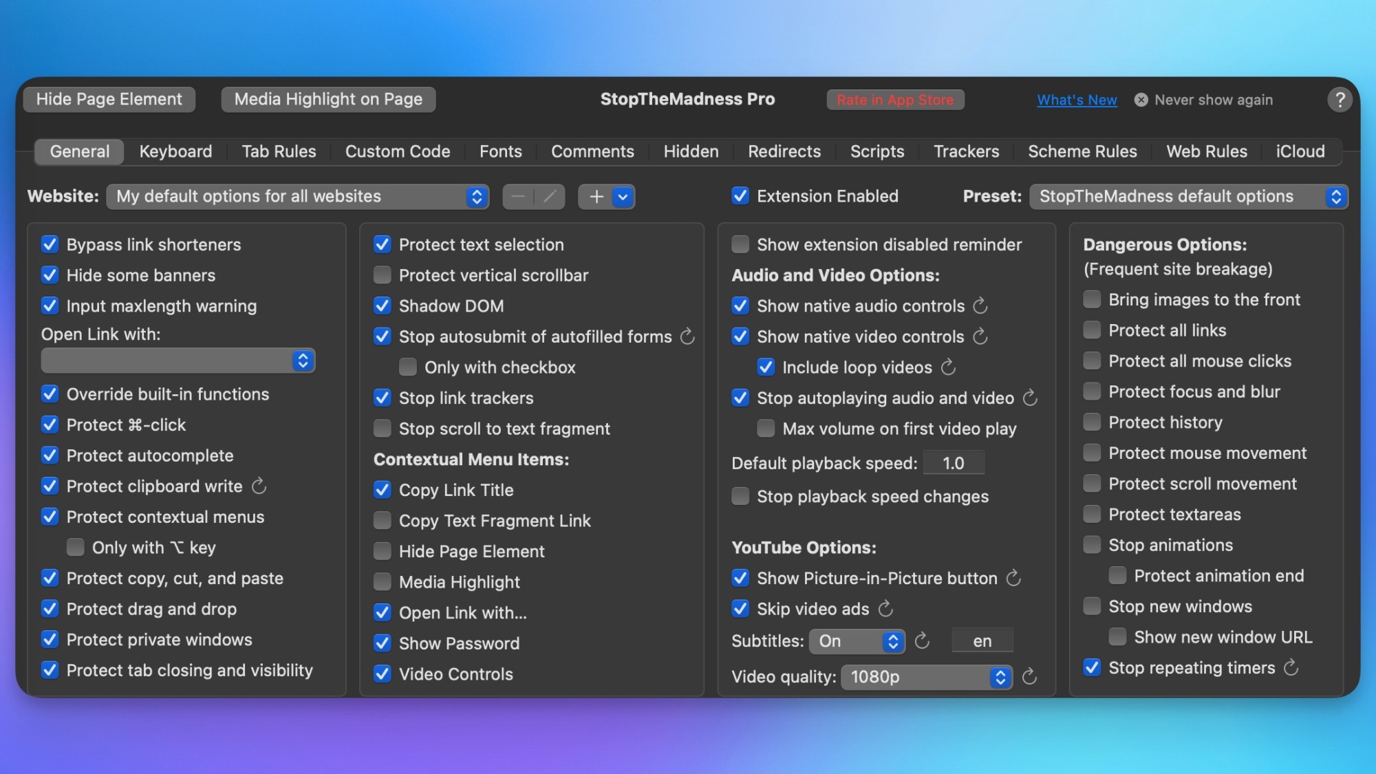 يتخلص هذا التطبيق من مقاطع الفيديو التلقائية ، والمتعقب ، وغيرها من مضايقات التصفح الحديثة